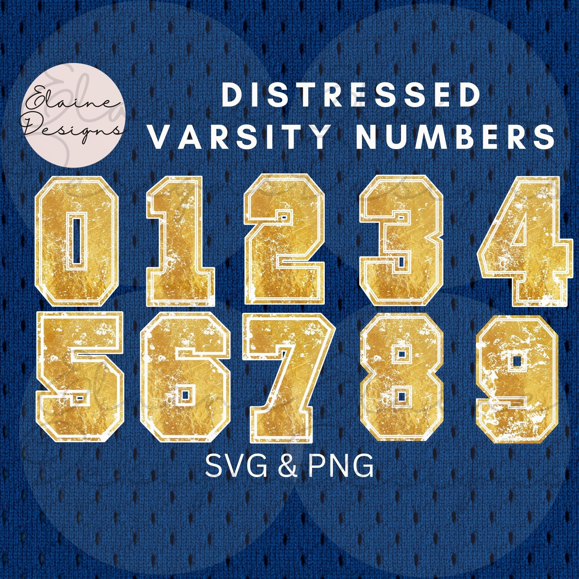 Varsity Numbers Svg Gold Numbers Sports Numbers Svg Grunge Distressed