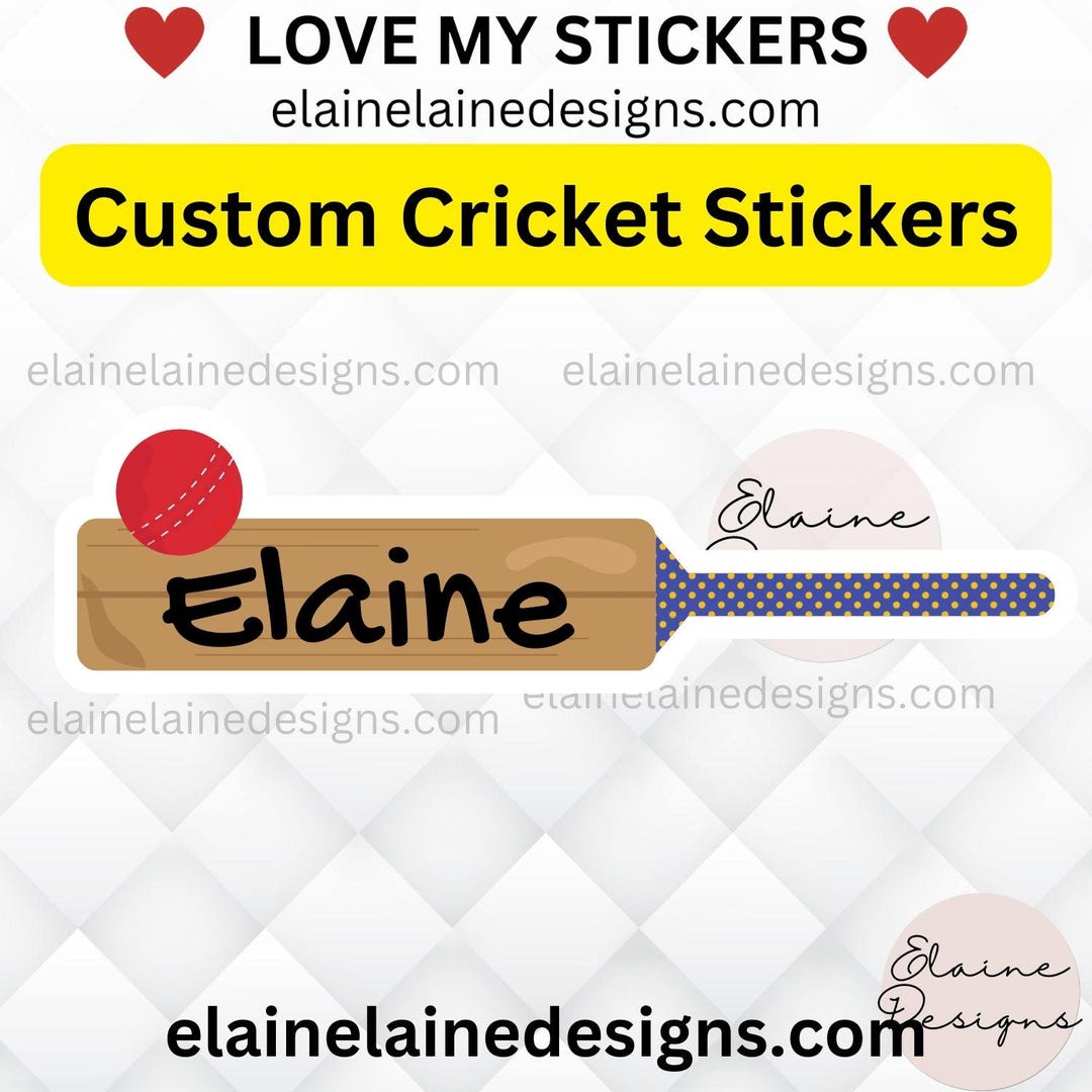Custom Cricket Sticker Personalized Cricket Bat and Ball Decal ...