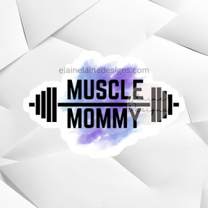 Crossfit Sticker, paarse splash mama sticker, Meisje gewichtheffen sticker, paarse spier mama, spier mama sticker, gewichtheffen moeder 64