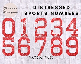 Verontrust lettertype, Varsity Numbers, Rode cijfers, Sportnummers, Grunge Distressed Red Nummer, Honkbal, Basketbal, Getallen PNG, Set 406