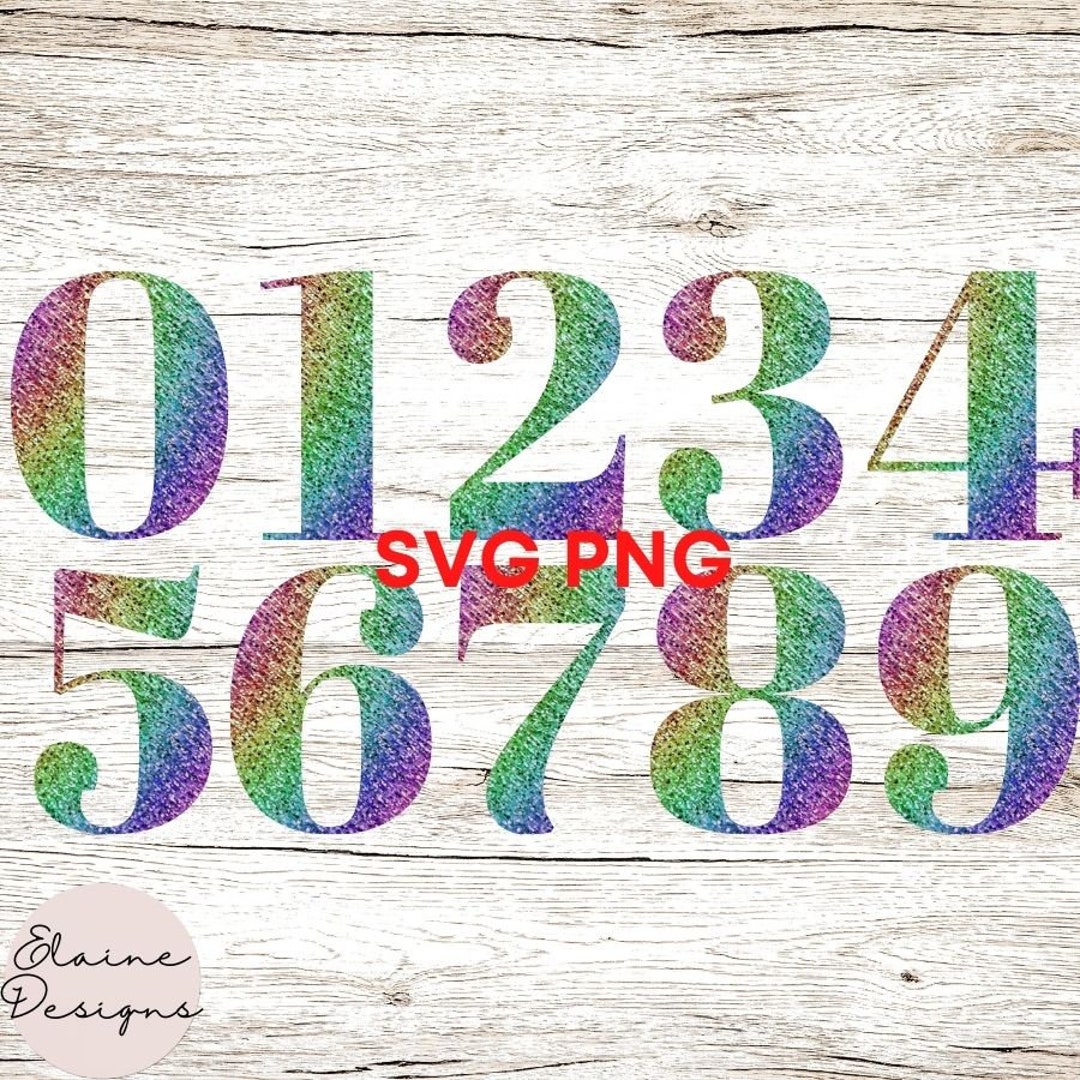 Rainbow Sparkle Numbers Rainbow Glitter Numbers Purple Blue Gold