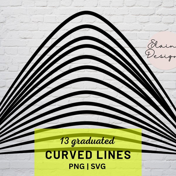 Curved Lines svg Graduated Curved Lines png Curve Line Hill Mountain bundle Rounded curve Smooth curvy lines Clipart Curvy PNG SVG Set 233