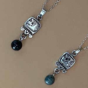 Tz'ikin Mayan Nahual Jade Pendant with Silver Necklace