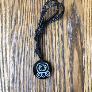 Tzi Nahual Black Jade Pendant with Necklace