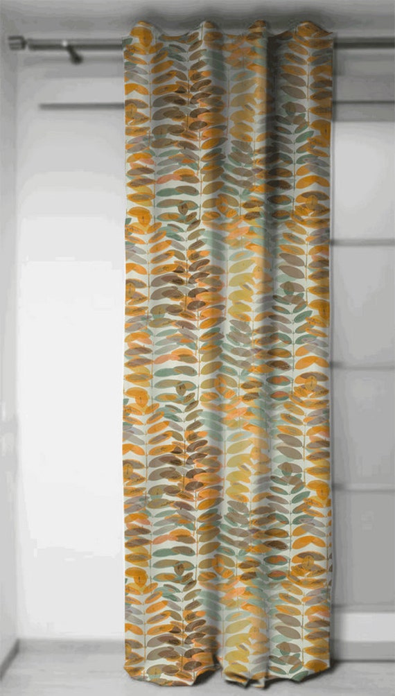 Clearance Curtain Panel Casement Top In Fabric Pecan Leaves Etsy