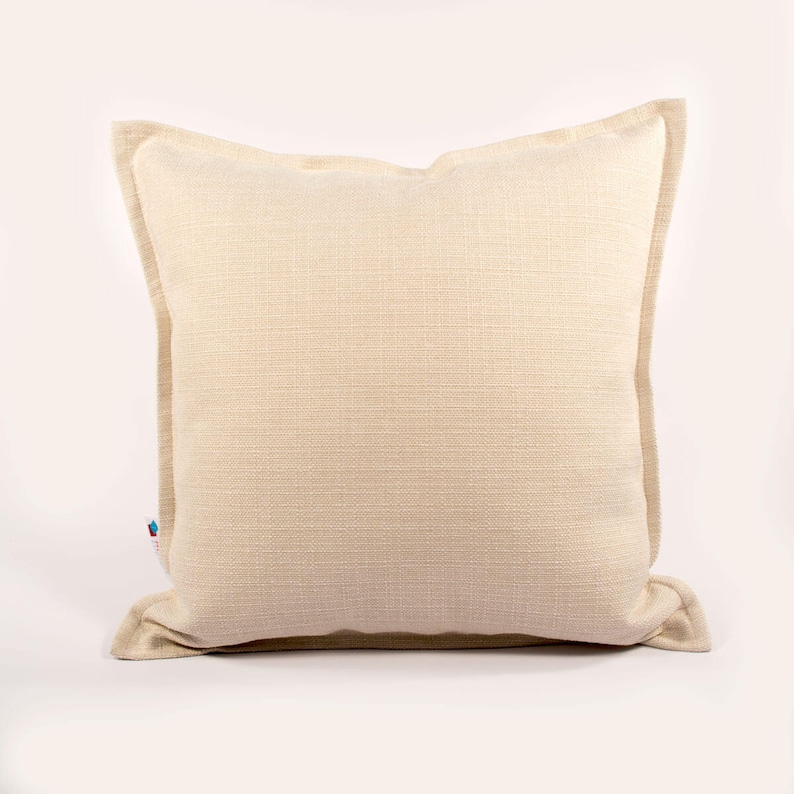 decorative cushions in Creamy made with a stitching detail of 12 \u201cwide all around the cushion beige white bedroom Pillow cover 18 x 18