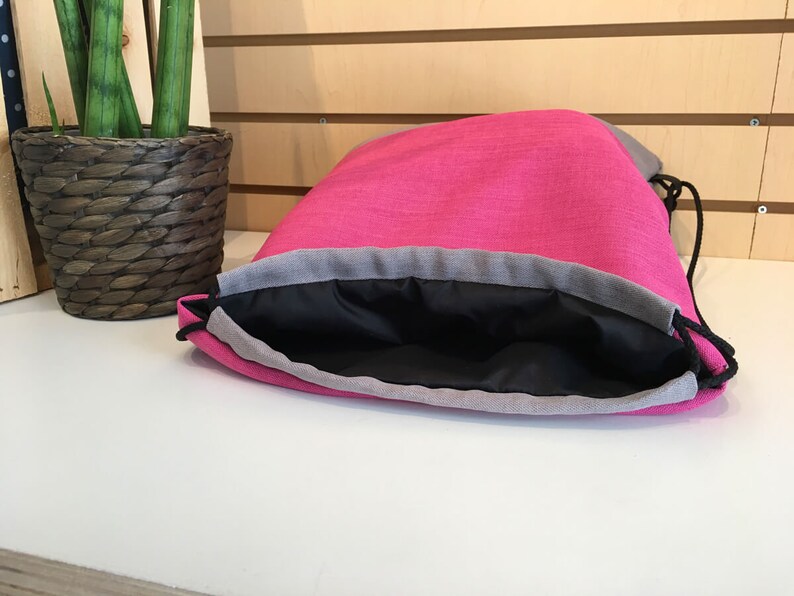 Bundle backpack school bag sport bag waterproof interior lining Colorblock plain bag in gray and pink beach bag pool bag