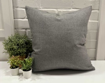 Cushion Cover, Sunbrella Cast Slate fabric decorative pillow, 18x18 cushion, Sunbrella Cast Fabric, outdoor fabric, plain and texture fabric