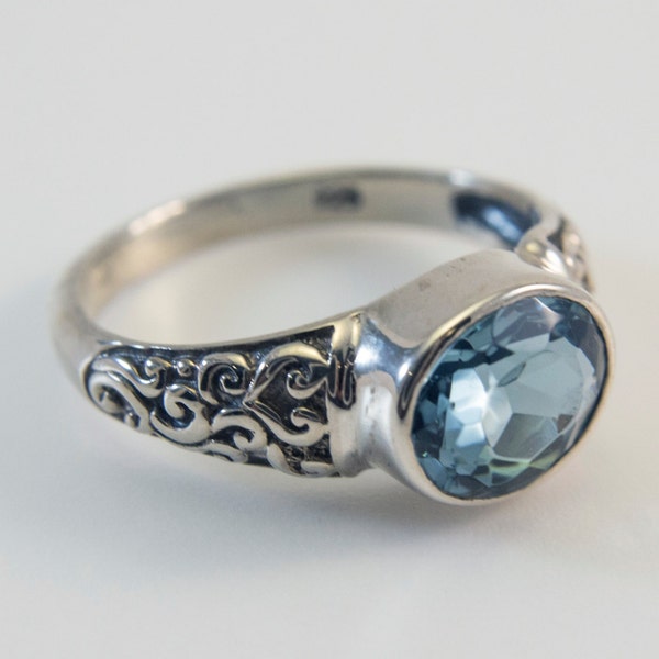 Oval-Cut Balinese Blue Topaz Ring