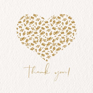 Carte postale imprimable de remerciement de coeur en bronze