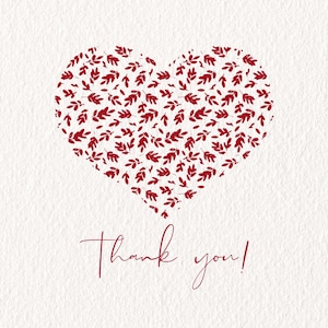 Carte postale de remerciement coeur rouge imprimable