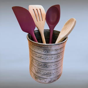 Hand thrown stoneware utensil pot