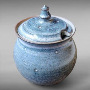 Hand Thrown Stoneware Dotty Lidded Sugar / Preserves pot