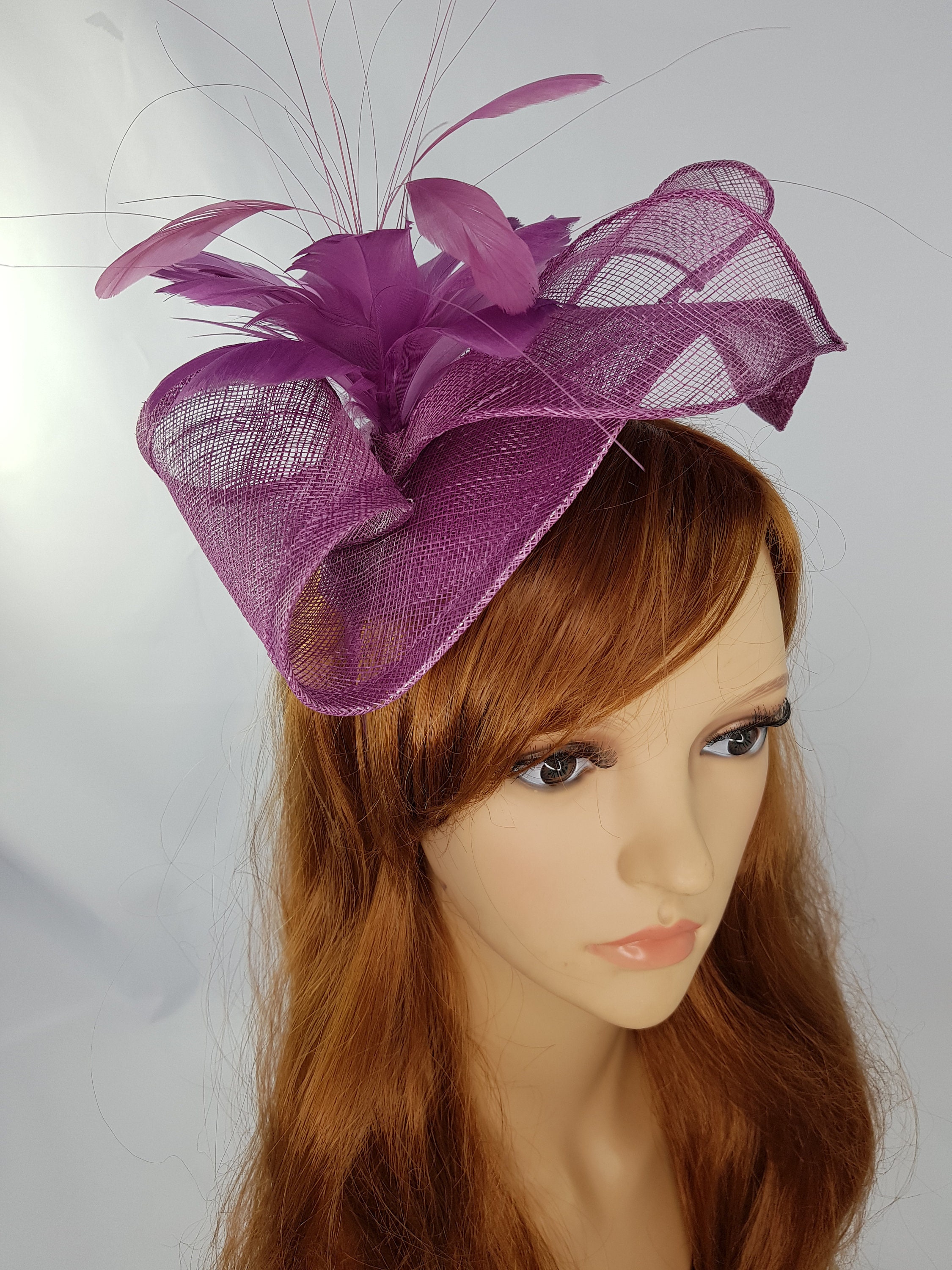 Feather Fascinator Purple Wedding Hats And Fascinators Fascinators