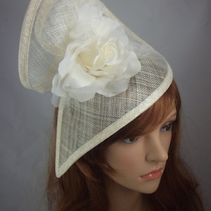 Ivory Cream Sinamay Twist & Corsage Flower Fascinator - Occasion Wedding Races