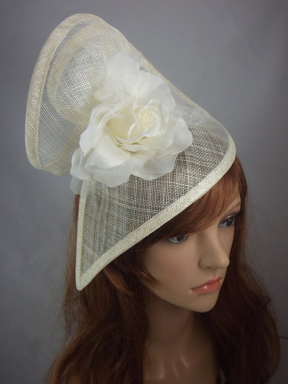 Soft sinamay hat w/ flower corsage Ivory ivory-floral-large-sinamay-  main image 2