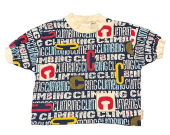 Camisa vintage Oshkosh para niño, manga corta, talla 6, con gráfico de escalada, AOP, fabricada en EE. UU.