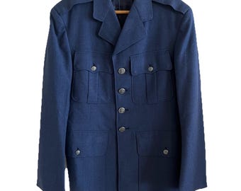 Uniforme de gala vintage de la Fuerza Aérea de EE. UU., chaqueta de lana azul, 38R, militar