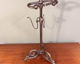 Soporte para paraguas antiguo victoriano de latón y acero con bastón, papel higiénico de bronce