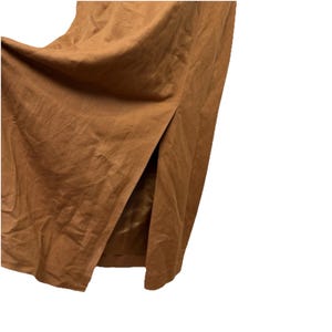 VTG Adrianna Papell Linen Blend Dress Size 12 Pintuck Pleated Camel Tan Milkmaid image 4