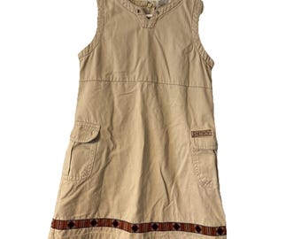 Vintage Carters Watch the Wear Khaki Safari Dress Sz 4 Paratrooper Cargo Cotton