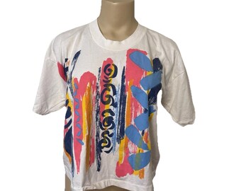 Marika Vintage T Shirt Abstract Art 90s Single Stitch One Size USA Cropped