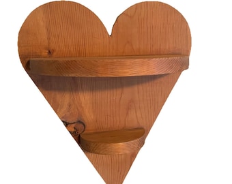 Vintage Country Cabin Hand Made Wooden Heart Shaped Wall Shelf Farmhouse Decor