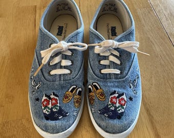 Keds Vintage Western Denim Shoes Women's 6.5 Colorful Quirky Equestrian