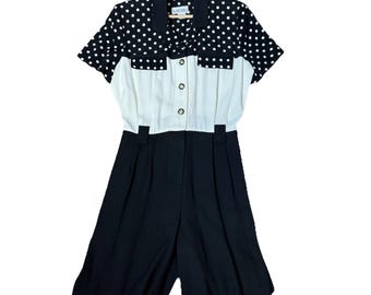 Vintage 80's Romper Rockabilly Playsuit Shorts Pinup Retro Medium By Menu Sz 8