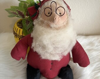 Vintage Overly Raker Santa Claus Plush Doll Primitive Collectible Holiday Decor
