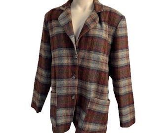 VTG Womens Plaid Blazer Sz M Dark Academia Preppy Ivy League Heritage