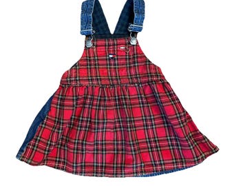 Vestido estilo peto vintage de cuadros escoceses de Tommy Hilfiger para bebé, talla 12-18 meses
