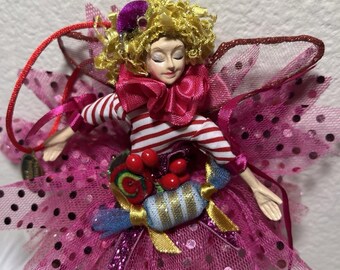 Adorno de hadas de la colección Katherines, estilo vintage, con brillo de caramelo, decoración navideña caprichosa.