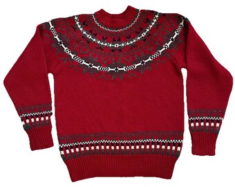 Vtg Allen Solly Fair Isle Wool Crew Neck Sweater Men's M Nordic Ski Resort Wear