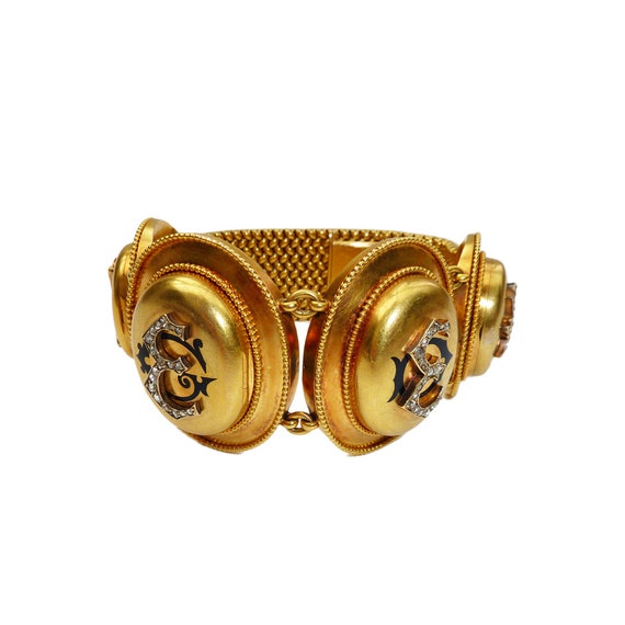 Rare Antique French 18 Carat Locket Bracelet Ador… - image 5