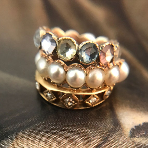 Georgian Harlequin Eternity Ring Circa 1770