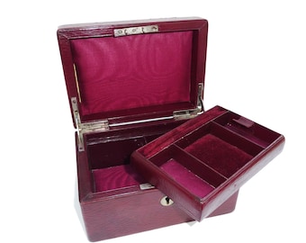 Gorgeous Burgundy Leather 1920's Jewelry Box