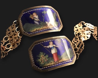 Pair Of 18th Century French Enamel Clasps