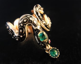 Rare 19th Century Enamel Snake Ring