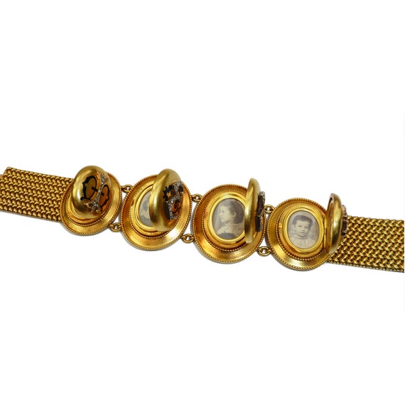 Rare Antique French 18 Carat Locket Bracelet Ador… - image 7