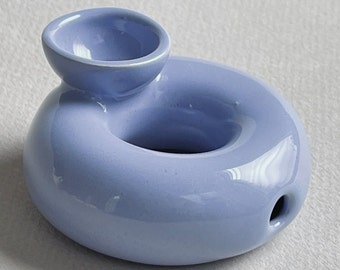 Pipa in ceramica blu indaco - Simpatica pipa da fumo in ceramica piccola - Pipa rotonda fatta a mano