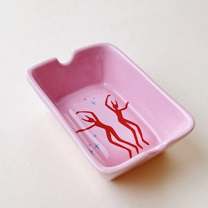 Dancing Devils Ceramic Small Ashtray  - Choose Your Color ! Unique Gift  for Her - Table Top Ash Tray -  Rompotodo Ceramics