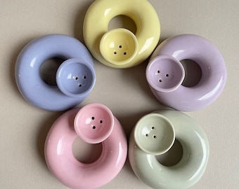 Round Ceramic Pipe - Choose Your Color ! Cute Ceramic - Handmade Pipe Perfect gift Rompotodo