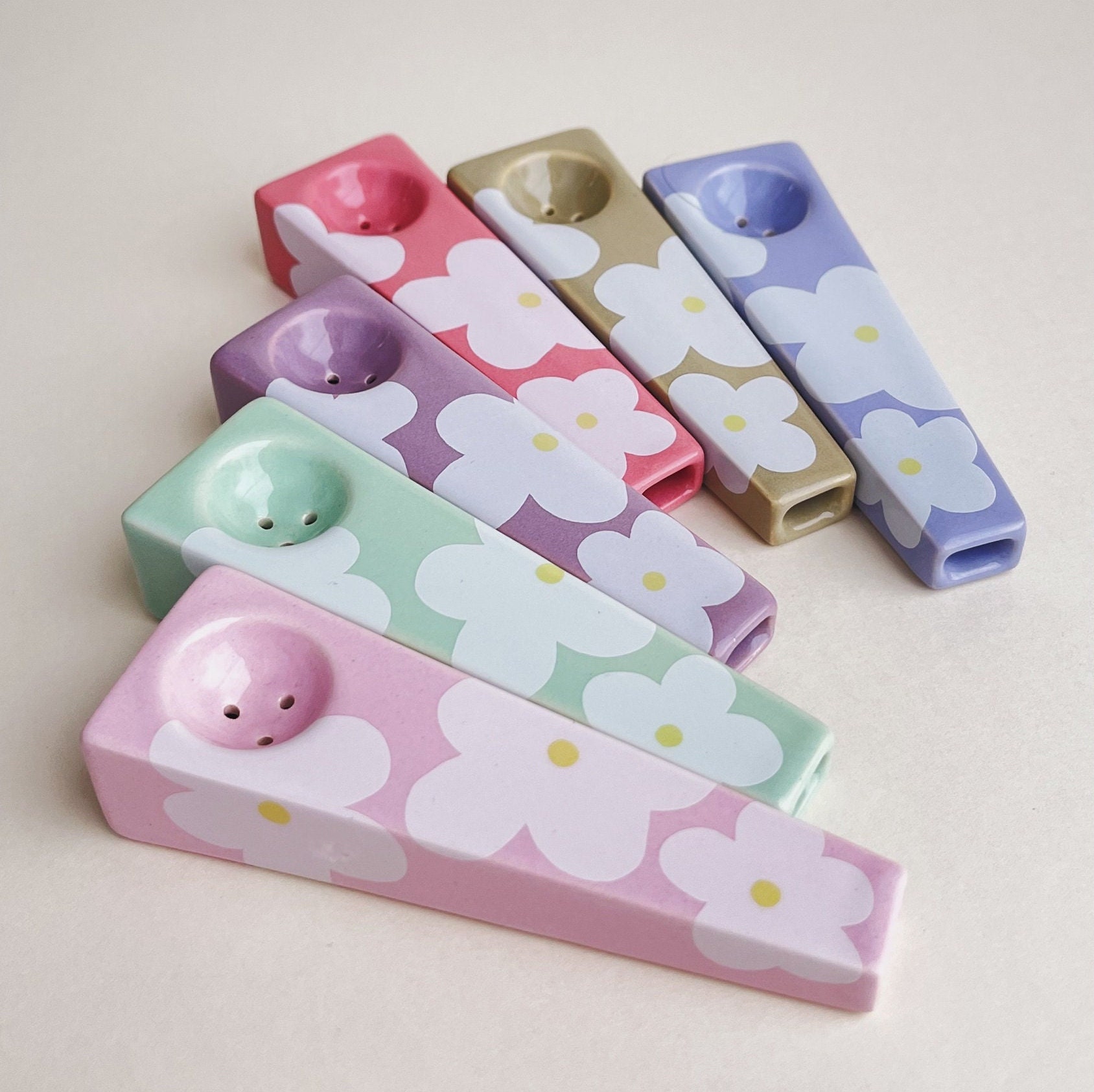 Handmade Ceramic Smoking Pipes - Unique Girly Design - Choose Your Color - Perfect Gift Idea for Her - Cute Pipes