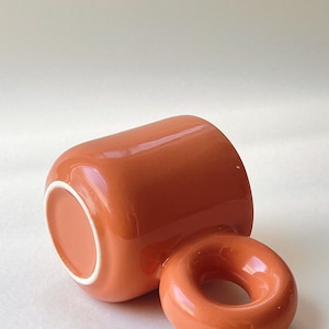 Choose Your Color Chunky Handle Clay Mug Handmade 8 oz. Coffee Aesthetic Design Ceramic Modern Mugs Danish Pastel image 3