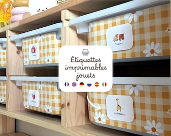 Multilingual digital toy storage labels for play bins | Ikea Trofast | Montessori, Playroom and children's bedroom organization