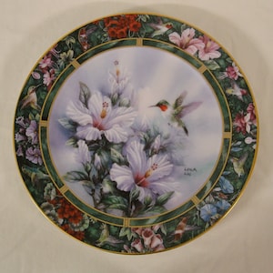 Hummingbird Treasury Fine Porcelain Plate - The Rub-Throated Hummingbird 1993