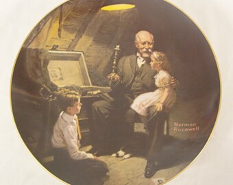 Norman Rockwell Fine China Plate Light Campaign Collection – Grandpa's Treasure Chest 1984