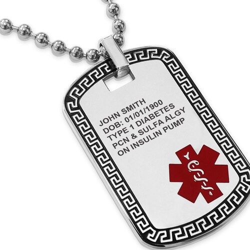 Personalized Medical Alert Necklace Custom SOS Alarm Metal Tag Etsy