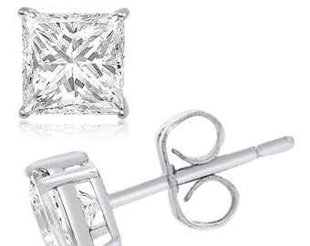 925 Sterling Silver Cubic Zirconia CZ Cluster Square Unisex Stud Earrings 925 Sterling Silver Cubic Zirconia CZ Cluster Square Unisex Stud Earrings